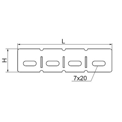 Galvanized angular connector for the cable tray, height 30mm