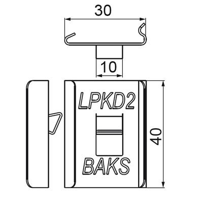 Galvanized bottom connector, width 30mm