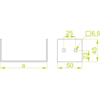 Galvanized connector width 295mm height 50mm
