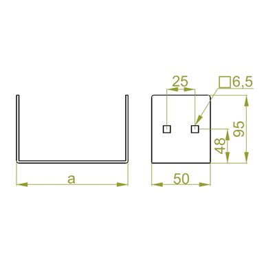 Galvanized connector width 95mm height 100mm