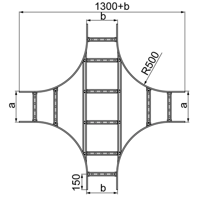 Galvanized cross bar, height 160mm, width 300mm