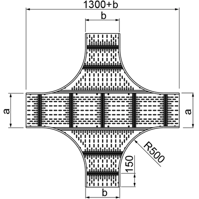 Galvanized cross bar, height 160mm, width 600mm