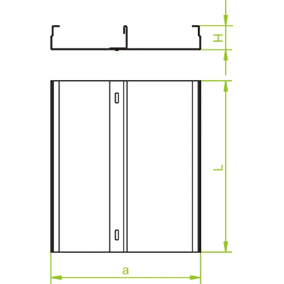 Galvanized double-track channel, width 250mm, length 2m, height 28mm