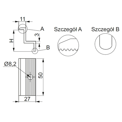 Galvanized side panel holder 45mm high