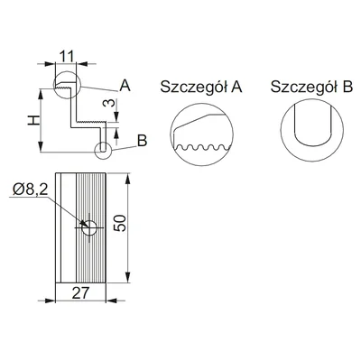 Galvanized side panel holder 50mm high