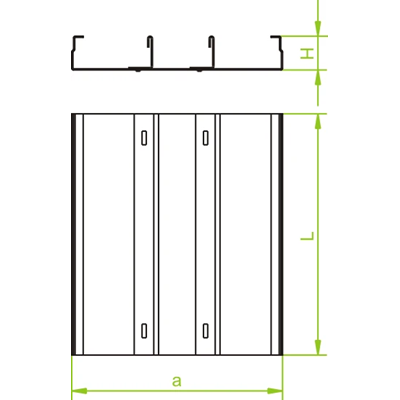 Galvanized three-track channel, width 350mm, length 2m, height 48mm