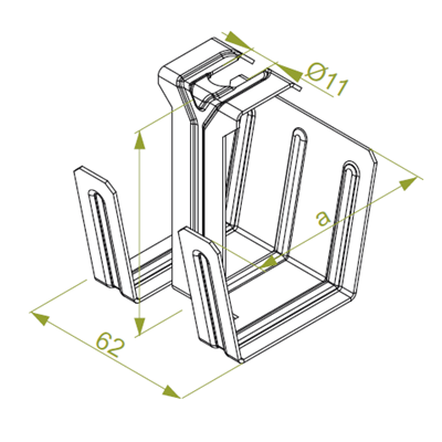 Gancio da soffitto larghezza 120mm altezza 51mm