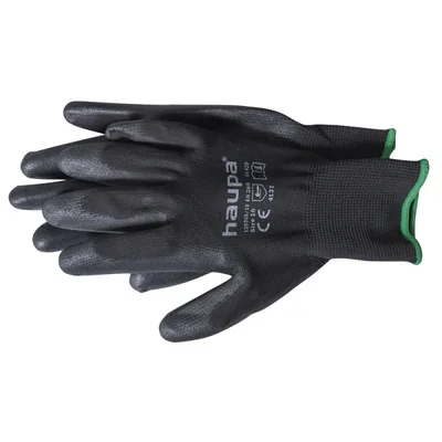 Gants en tissu polyuréthane, noirs, taille 8