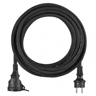 Garden extension cord 10 m / 1 socket / black / rubber-neoprene / 230 V / 1.5 mm2