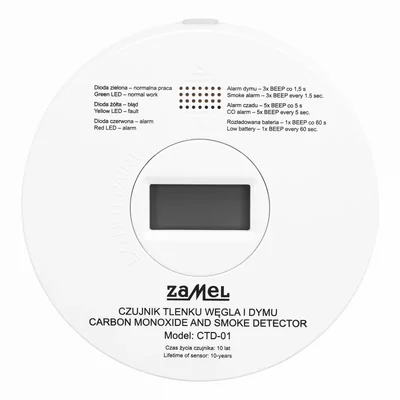 GARDI carbon monoxide and smoke sensor with built-in battery 85dB IP20 white CTD-01