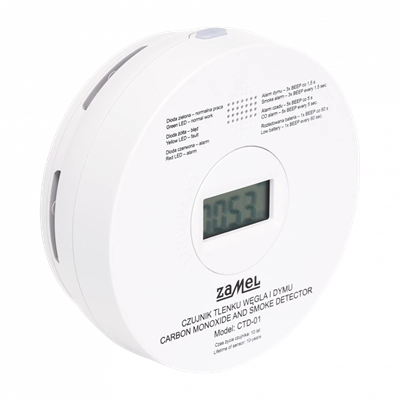 GARDI carbon monoxide and smoke sensor with built-in battery 85dB IP20 white CTD-01