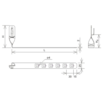 Gedrehter verstellbarer Fliesenhalter mit Biegung L=42cm H=13 5cm feuerverzinkt