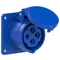Gerade Einbausteckdose 16A 3P+E 230V 50/60Hz 9h IP44, Flansch 75X75, Bolzenabstand 56X56