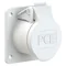 Gerade Einbausteckdose 32A 2P 42V 50/60Hz 12h IP44/54 (60X70 Flansch, 47X53 Lochabstand), vernickelte Kontakte