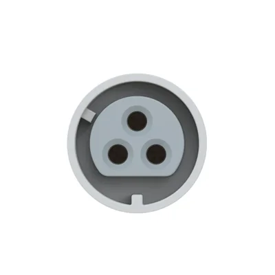 Gerade Einbausteckdose 32A 2P+E 24/42V DC 10h IP66/67 (54X60 Flansch, 44X44 Lochabstand), vernickelte Kontakte