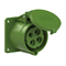 Gerade Einbausteckdose 32A 2P+E >50-500V 100-300Hz 10h IP44, Flansch 75X75, Bolzenabstand 60X60