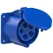 Gerade Einbausteckdose 32A 3P+Z+N 230V 50/60Hz 9h IP44, Flansch 75X75, Bolzenabstand 60X60