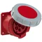 Gerade Einbausteckdose 32A 5P+Z+N 400V 50/60Hz 6h IP44, Flansch 75X75, Schraubenabstand 60X60, vernickelte Kontakte