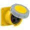 Gerade Einbausteckdose POWER TWIST 125A 2P+E 110V 50/60Hz 4h IP66/67, Flansch 120X120, Bolzenabstand 100X100