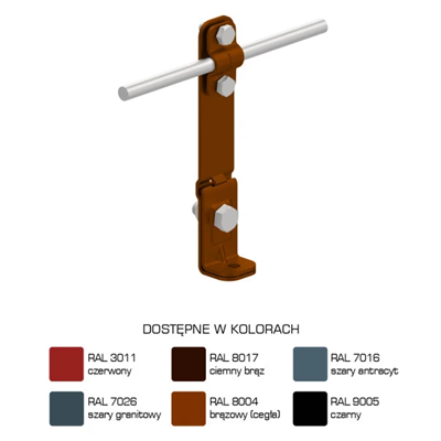 Gerader Falzhalter, Höhe 14,5 cm, lackierte Schraube