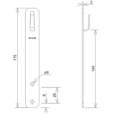 Gerader Griff mit Biegung L=18 cm, feuerverzinkt