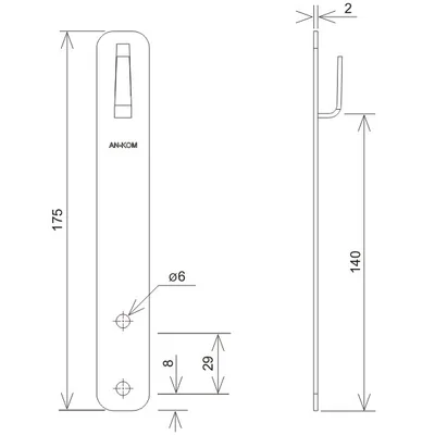 Gerader Griff mit Biegung L=18 cm, feuerverzinkt