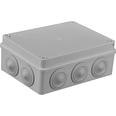 Герметична коробка S-BOX 190x140x70, 10 вводів, сіра, IP65