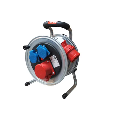 GŁOGÓW Rallonge de tambour 2xGS 1xCEE 16A/5P fusible thermique 30m H05RR-F 5x1,5 acier