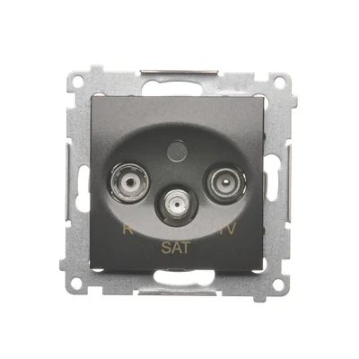 Gniazdo antenowe R-TV-SAT przelotowe (moduł) antracyt (metalik)