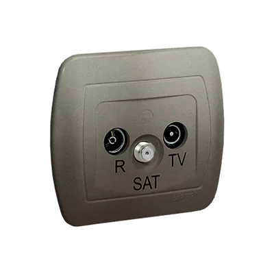Gniazdo antenowe R-TV-SAT przelotowe satyna (metalik)