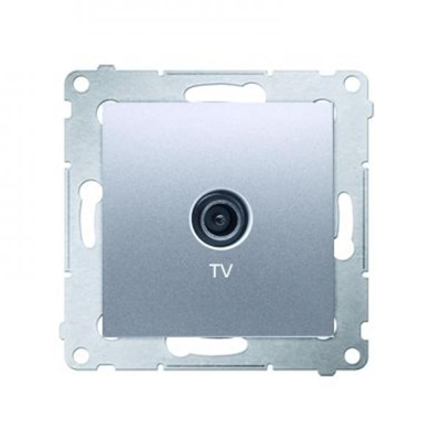 Gniazdo antenowe TV pojedyncze (moduł) srebrny (metalik)