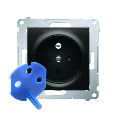 Gniazdo DATA z kluczem uprawniającym (moduł) 16A 250V zaciski śrubowe antracyt (metalik)
