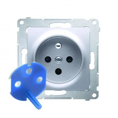 Gniazdo DATA z kluczem uprawniającym (moduł) 16A 250V zaciski śrubowe srebrny (metalik)