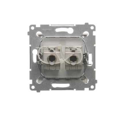 Gniazdo komputerowe podwójne RJ45 kategoria 6 ekranowane z przesłoną przeciwkurzową (moduł) białe