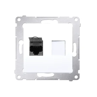 Gniazdo komputerowe pojedyncze RJ45 kategoria 6 ekranowane z przesłoną przeciwkurzową (moduł) białe