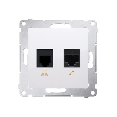Gniazdo komputerowe RJ45 kat. 5e + RJ12 (moduł) białe