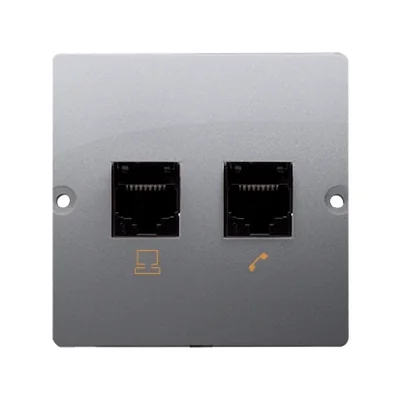 Gniazdo komputerowe RJ45 kat.5e + RJ11 (moduł) inox (metalik)