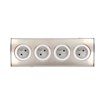 Gniazdo meblowe kuchenne z przesłonami torów prądowych 4x230V INOX