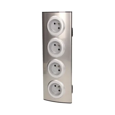Gniazdo meblowe kuchenne z przesłonami torów prądowych 4x230V INOX