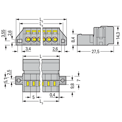 Gniazdo pinowe raster 5mm 12-torowe