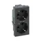 Gniazdo podwójne S500 Schuko 2x230V 16A z sygnalizacją szary grafit