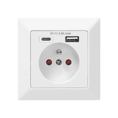 Gniazdo pojedyncze 2P+Z, USB-A + USB-C ,Wyjście 5VDC Max 2,8A