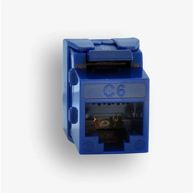Gniazdo RJ45 UTP kategorii 6 keystone beznarzędziowe slim niebieskie
