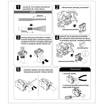 Gniazdo RJ45 UTP kategorii 6 keystone beznarzędziowe slim niebieskie