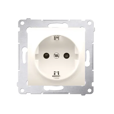 Gniazdo Schuko z przesłonami (moduł) 16A, 250V, szybkozłącza, krem