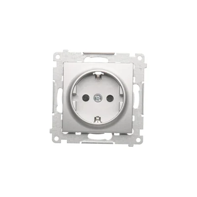 Gniazdo Schuko z przesłonami (moduł) 16A, 250V, szybkozłącza, srebrny (metalik)