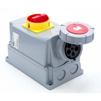 Gniazdo stałe IP67 63A 400V 3P+N+Z z wyłącznikiem 0-1