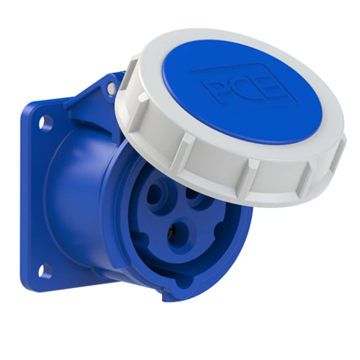 Gniazdo tablicowe proste 16A 2P+Z 230V 50/60Hz 6h IP67, kołnierz 60X60, rozstaw śrub 47X47