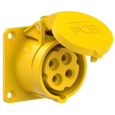 Gniazdo tablicowe proste 16A 3P+Z 110V 50/60Hz 4h IP44,  kołnierz 70X70, rozstaw śrub 56X56