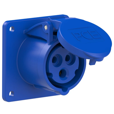 Gniazdo tablicowe proste TURBO TWIST 16A 2P+Z 230V 50/60Hz 6h IP44, kołnierz 70X70, rozstaw śrub 56X56